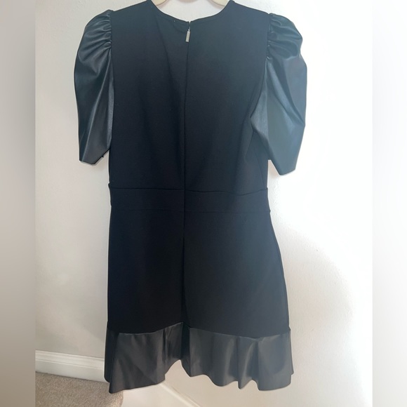 NWT Michael Kors Faux-leather puff sleeves ruffle dress. - Picture 5 of 5